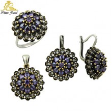 Gümüş Otantik Taşlı Set